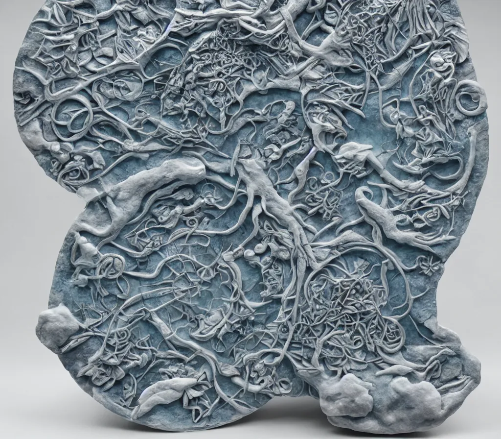 Image similar to the utopia portal highly detailed carving on southern ice porcelain, partially spacey crystallized, nebulas, woodfired, art gallery