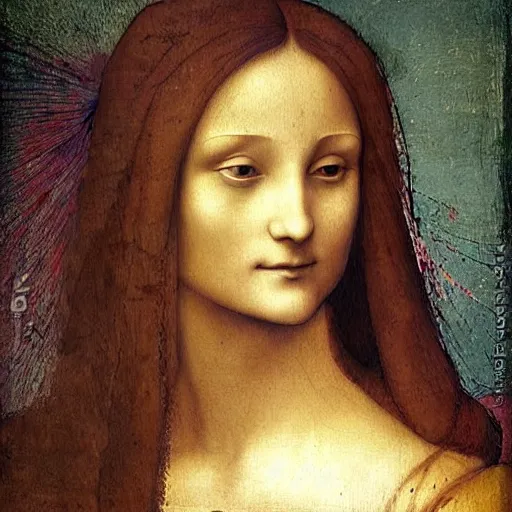 Image similar to a painting of a woman with long hair by leonardo da vinci, pixabay contest winner, academic art, da vinci, academic art, detailed painting