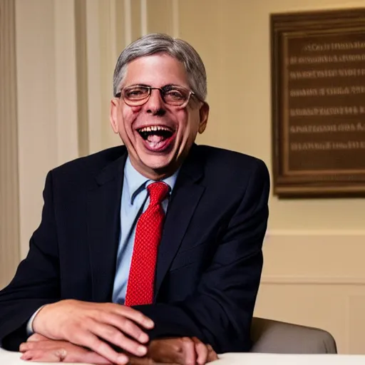 Image similar to merrick garland laughing