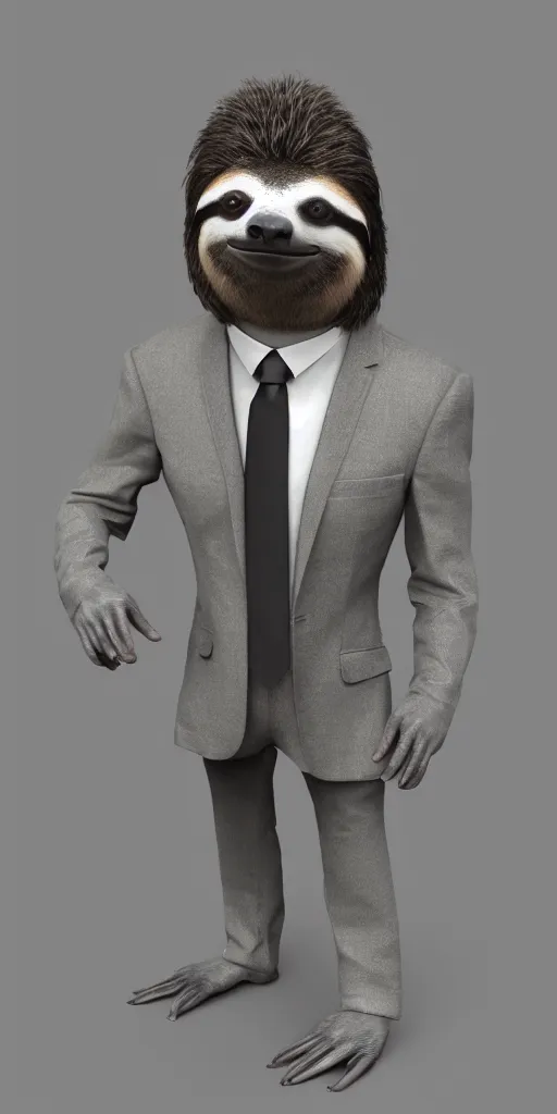 Prompt: a sloth in a suit, substance painter