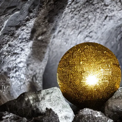 Image similar to disco ball illuminating a rocky cave