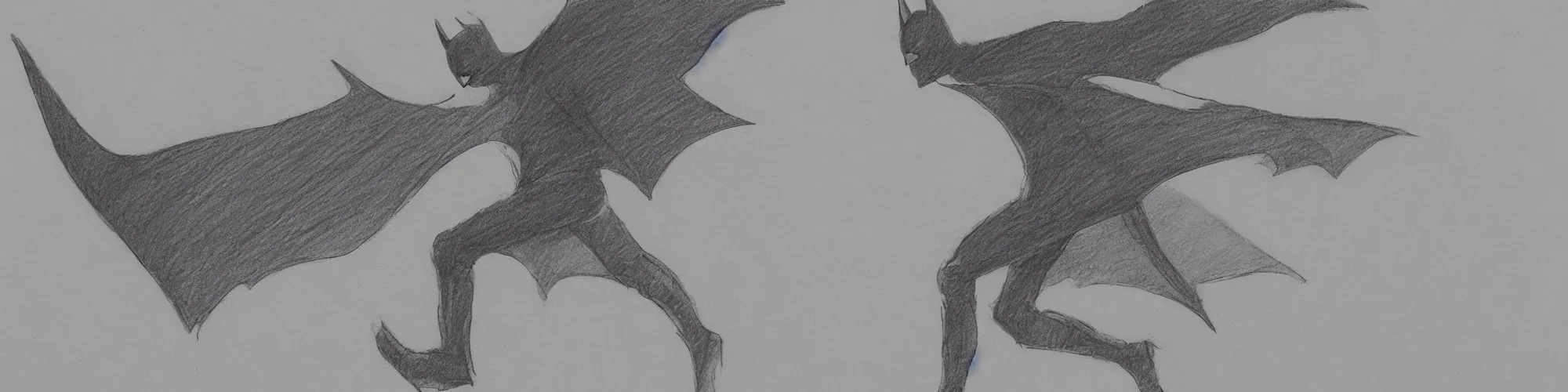 Image similar to batman walking silly in the ministry of silly walks, motion study, line drawing, pencil