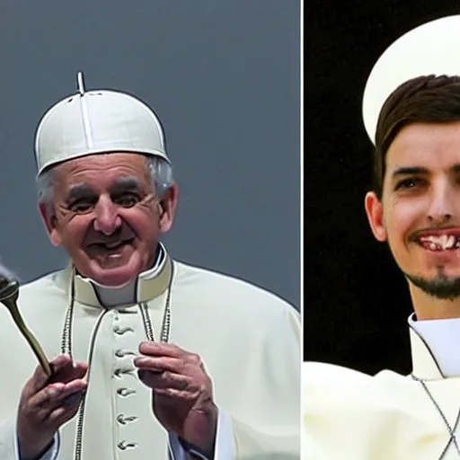 Image similar to A new pope is elected and he looks like Ana de Armas