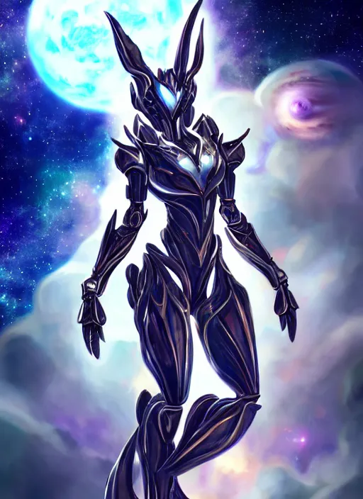 Image similar to goddess shot, galactic sized stunning beautiful anthropomorphic robot mecha female dragon, in space, larger than planets, posing elegantly, holding earth in sharp hand, detailed silver armor, epic proportions, epic scale, ultra detailed digital art, furry art, macro art, dragon art, giantess art, warframe fanart, furaffinity, deviantart, realistic