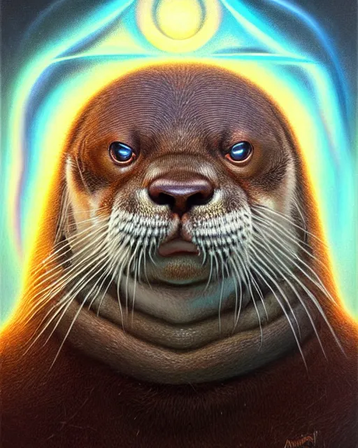 Prompt: detailed portrait of nick offerman as otter hybrid by tomasz alen kopera and peter mohrbacher and johanna martine! and margaret keane! coherent luminescent