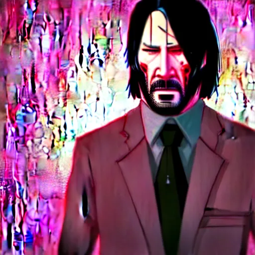 Image similar to john wick, hotline miami art style, by wlop