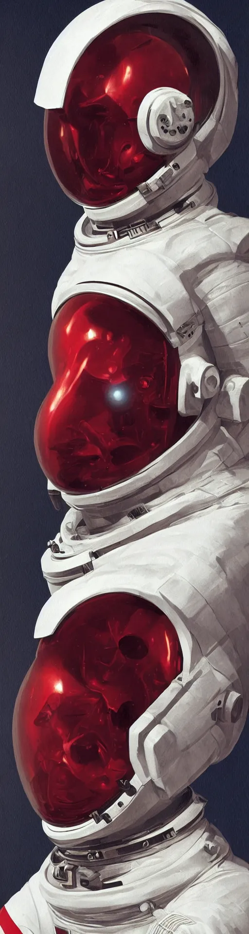 Prompt: a detailed bust of an astronaut art by caravaggio, dynamic lighting, gradient dark red, cream and white color scheme, cinematic, epic composition, hd, digital painting, digital art, concept art, illustration, comic art, stylized, masterpiece, award - winning