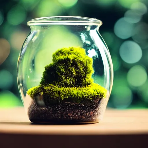 Image similar to moss terrarium, design award, beautiful, 4 k, bokeh