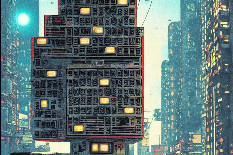 Image similar to 1 9 7 9 omni magazine cover of nakagin capsule tower in cyberpunk style