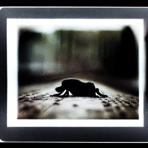 Image similar to the crawling chaos, beautiful, award winning photo, hyperealistic detailed photography polaroid, 5 0 mm lens, motion blur, grainy image