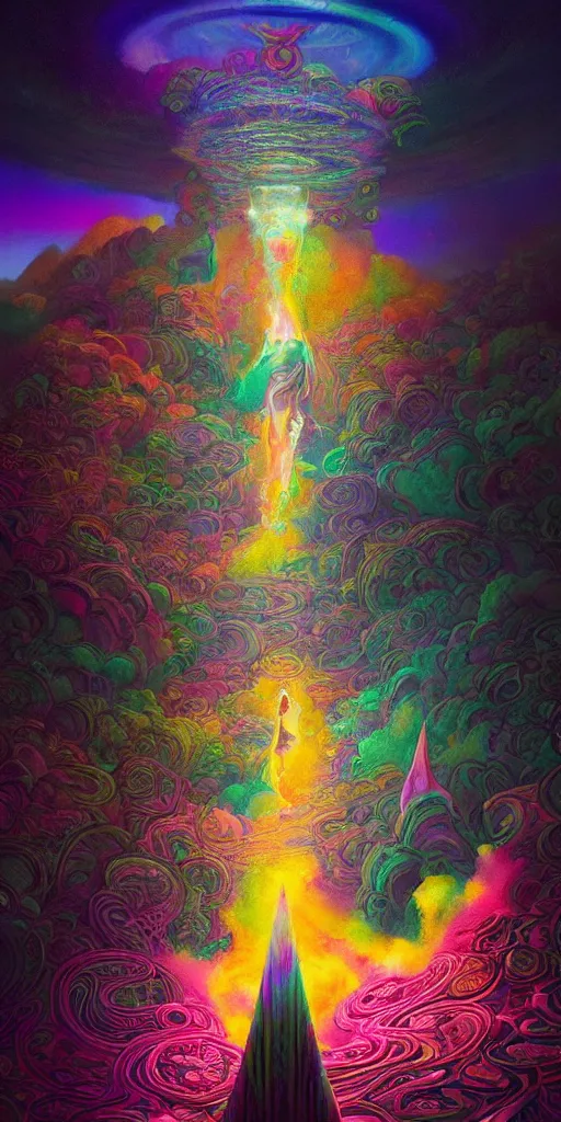 Prompt: An extremely psychedelic abstract illustration of gateway into celestial dreams, colorful, surreal, dramatic lighting, magic mushrooms, psilocybin, LSD, detailed, intricate, elegant, highly detailed, digital painting, artstation, concept art, smooth, sharp focus, illustration, art by Krenz Cushart, greg rutkowski and zdzislaw beksinski and alphonse mucha, unreal engine 5 render, 8k