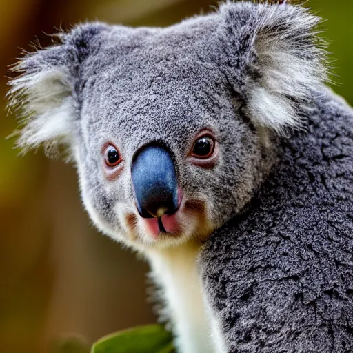 Image similar to award winning nature photograph of a koala with a bird's beak. extreme detail, hyperrealistic photo, smooth, trending on artstation