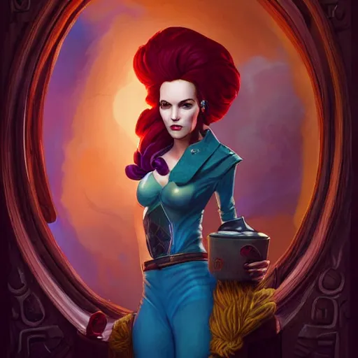 Image similar to Lofi magicpunk portrait triss merigold with a phoenix, Pixar style by Tristan Eaton Stanley Artgerm and Tom Bagshaw