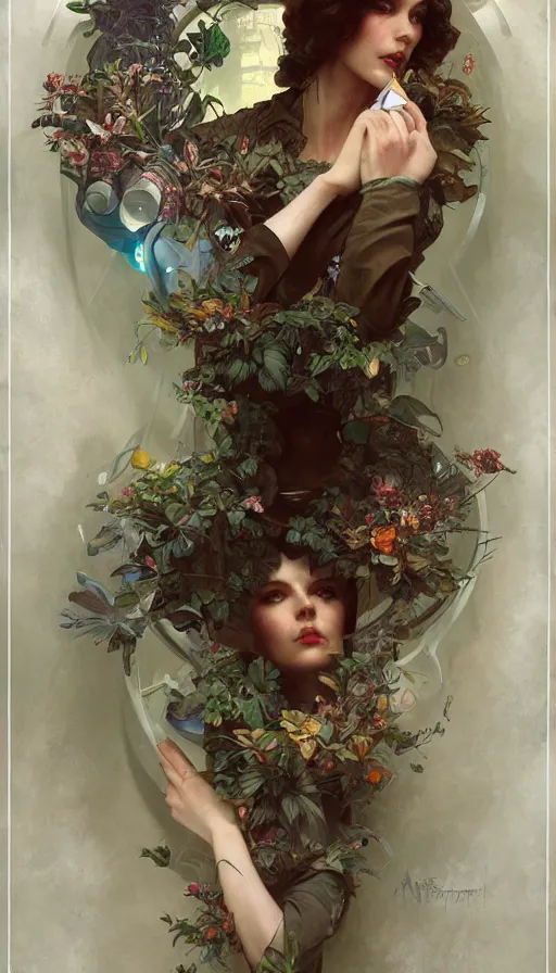 Image similar to hyper realistic time machine schematics, cyberpunk, design on white background, beautiful details, lush foliage, drawn by john singer sargent, tom bagshaw, norman rockwell, alphonso mucha, lolish, trending on artstation