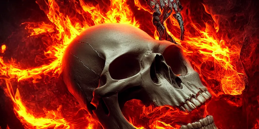 Prompt: Skull on fire with a middle finger , realistic 4k octane beautifully detailed render, 4k post-processing, highly detailed, intricate complexity, epic composition, magical atmosphere, cinematic lighting, masterpiece, ultra hd