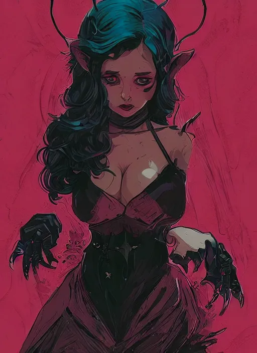 Image similar to portrait of beautifull succubus, cute face. dark fantasy, d & d, artstation, art by petros afshar, tom whalen, laurie greasley and greg rutkowski and ilya kuvshinov