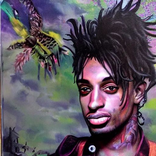 Image similar to playboi carti painted by abney park 4 k detailed super realistic