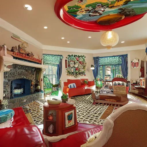 Image similar to snoopy themed mansion interior