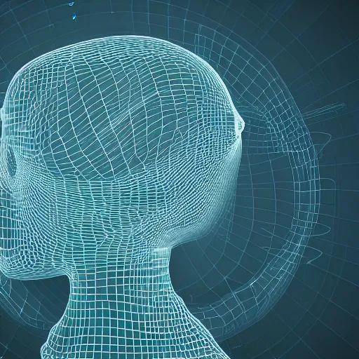 Image similar to Person using a holographic 3d mind map. User interface. Award-winning. UX/UI. User experience. Natural intuitive expressive. Multi-layered. Graspable. Easy. Complex.