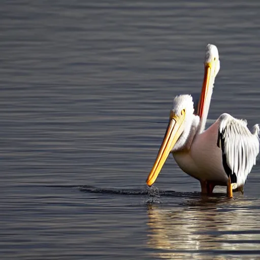 Prompt: awardwinning nature photography portrait of a white pelican in full flight above the ocean as seen from below. extremely highly detailed beak