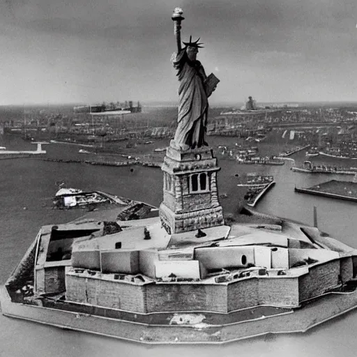 Image similar to a demolished and ruined statue of liberty