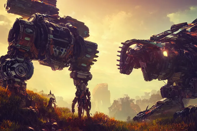 Image similar to stalker machine mecanical creature robot of horizon forbidden west horizon zero dawn radiating a glowing aura global illumination ray tracing hdr fanart arstation by ian pesty and alena aenami artworks in 4 k
