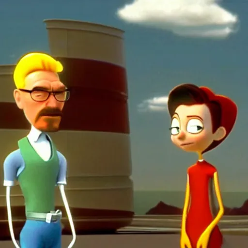 Image similar to A screenshot of Walter White in Meet The Robinsons (2007) low quality, vhs quality,