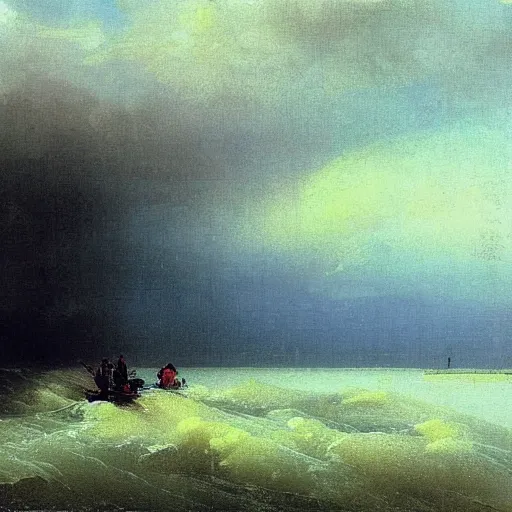 Prompt: heavy rain with flood in south korea by Aivazovsky