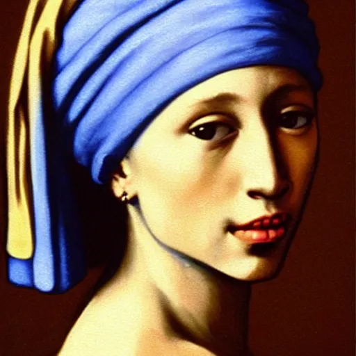 Image similar to Tupac painter as the Girl with a Pearl Earring by Johannes Vermeer