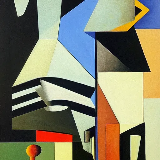 Image similar to a painting by the caretaker of an abstract sculpture by giorgio de chirico