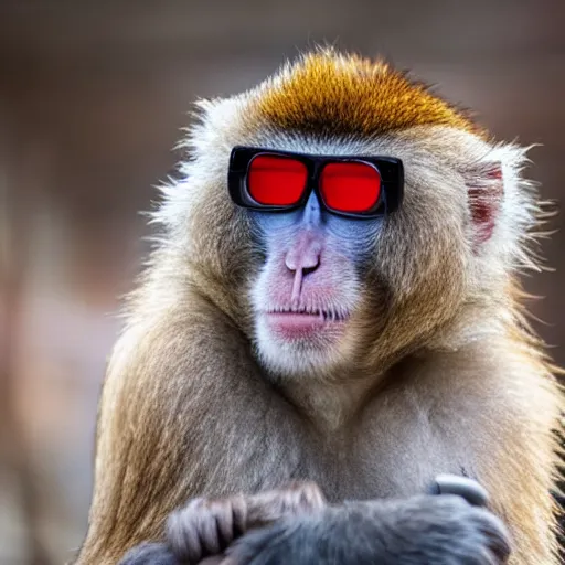 Prompt: a japanese macaque wearing sunglasses