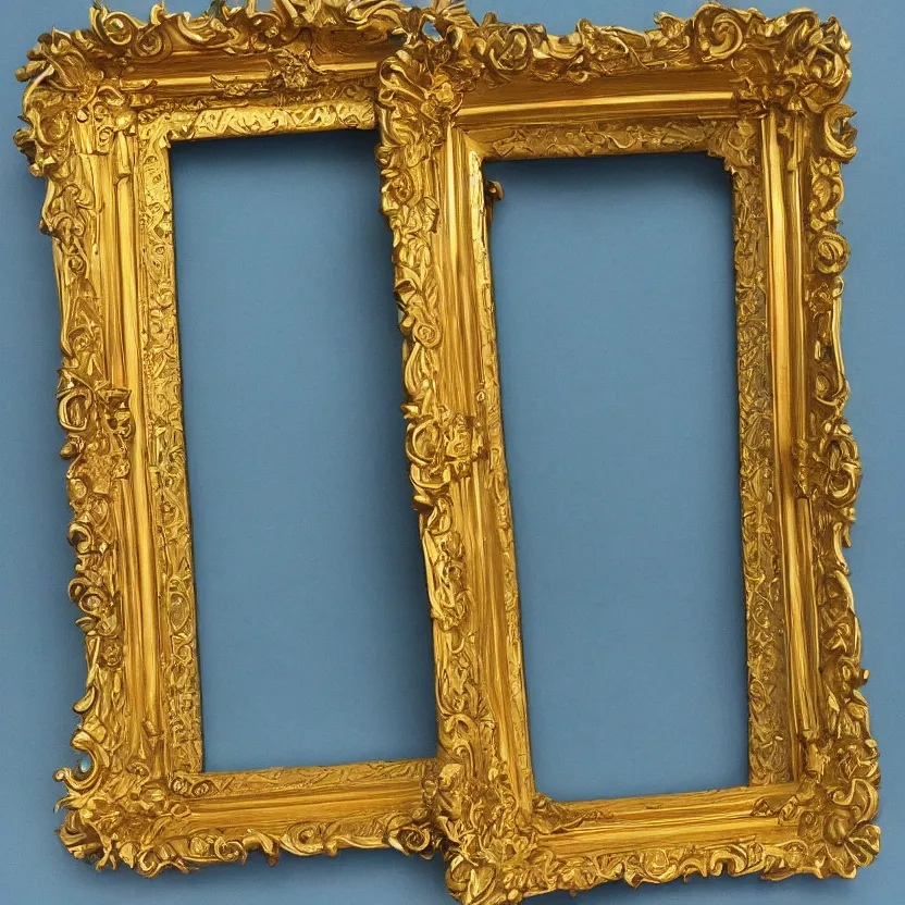 Prompt: blue and gold baroque frame