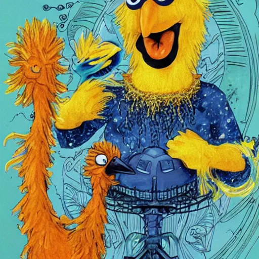 Image similar to big bird as a cosmic eldritch horror