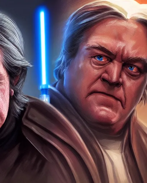 Prompt: Steve Bannon as a Sith lord in Star Wars. Unreal engine, fantasy art by Betty Jiang. Faithfully depicted facial expression, perfect anatomy global illumination, radiant light, detailed and intricate environment