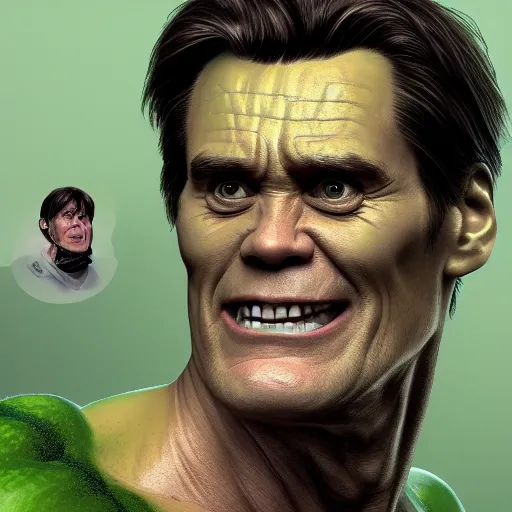 Prompt: Jim Carrey is The Hulk, hyperdetailed, artstation, cgsociety, 8k