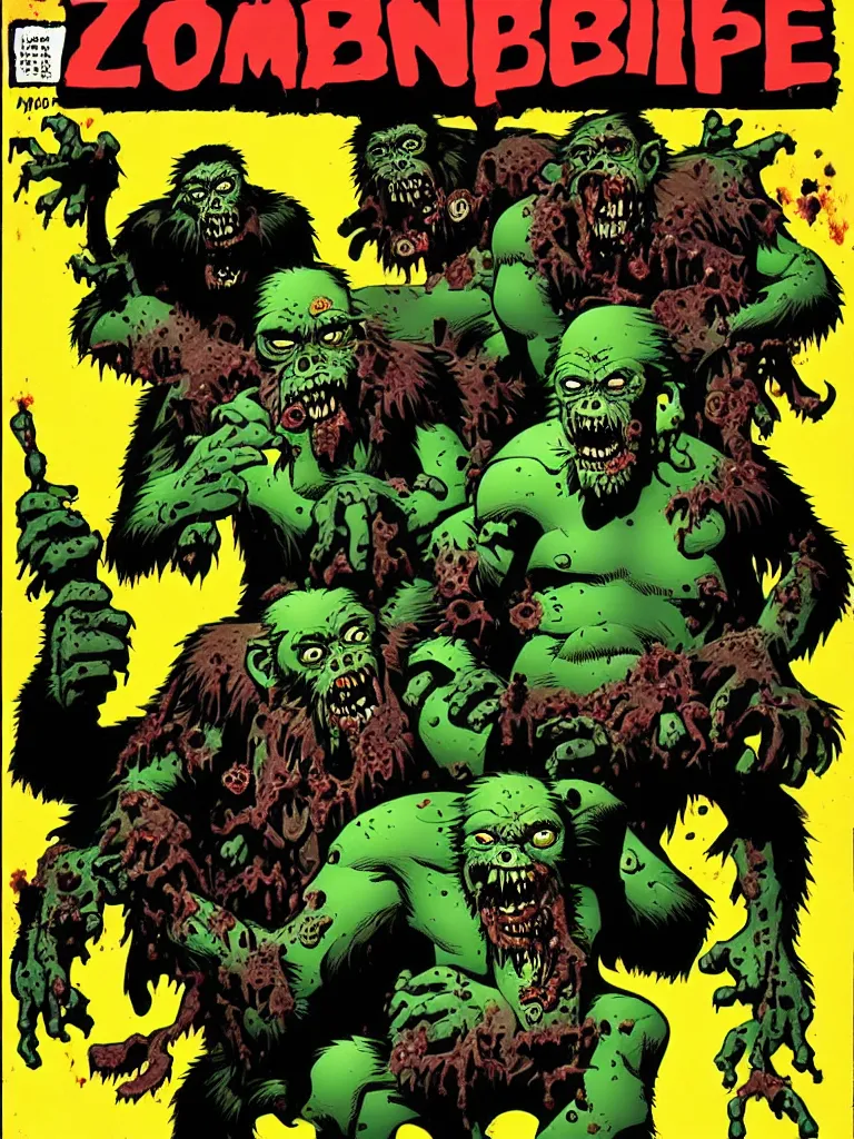 Image similar to zombie ape comic cover art by mike mignola,