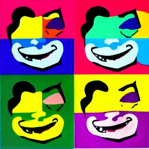 Image similar to rainbow smiling happy richard feynman. pop art.