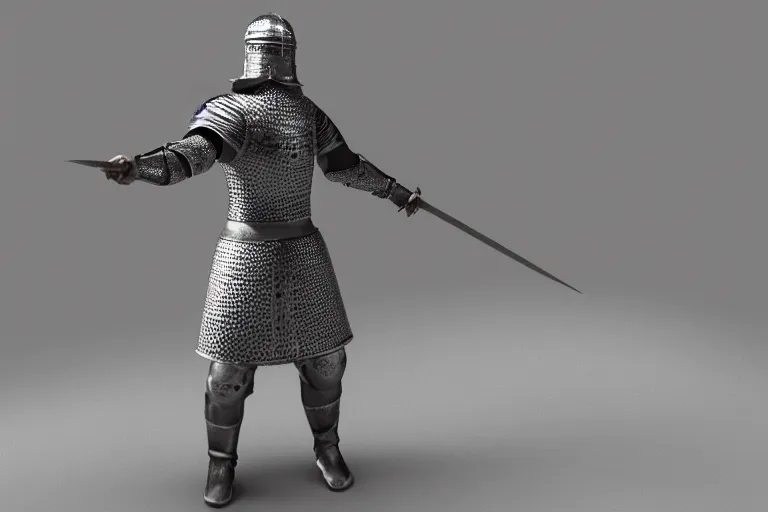 Image similar to 3 d render of a medieval knight standing in a t pose