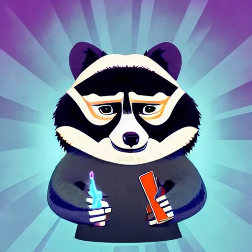 Prompt: “ portrait of a racoon in the style of kung fu panda holding laser gun, with a black background, digital art, award winning, trending on art station, retro style ”