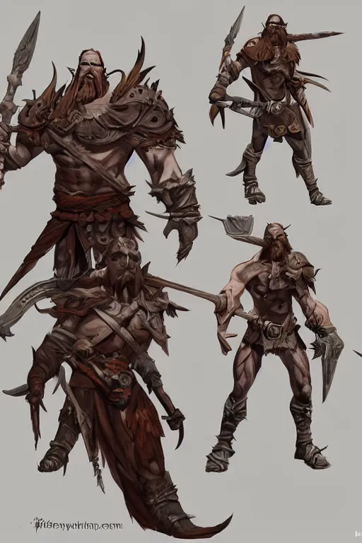 Prompt: concept art for high fantasy barbarian, by Blizzard, WETA, disney infinity style