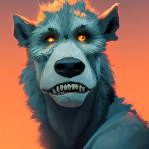 Image similar to Portrait of a Gnoll, mattepainting concept Blizzard pixar maya engine on stylized background splash comics global illumination lighting artstation lois van baarle, ilya kuvshinov, rossdraws