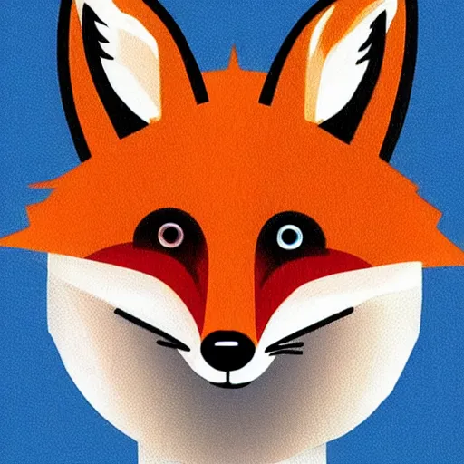 Image similar to fox in headphones, art, digital art, minimalism,