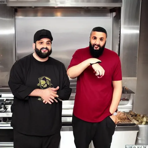 Image similar to ethan klein and dj khaled on an episode of hell's kitchen