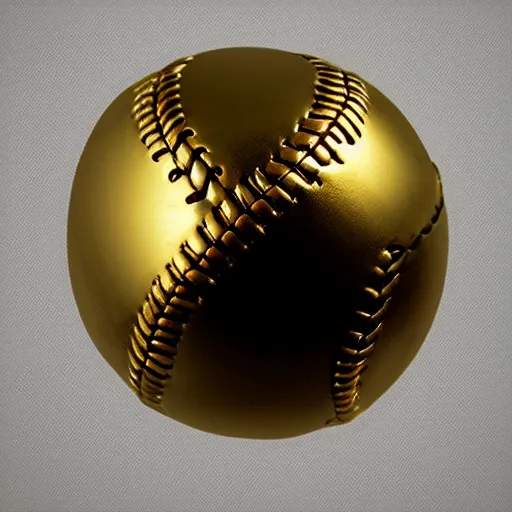 Image similar to photo of a gold metal baseball, studio lighting