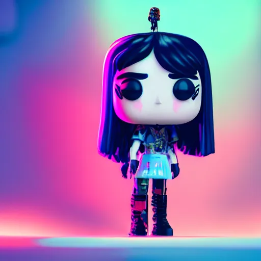 Image similar to Grimes as a Funko pop, photorealistic imagery, trending on artstation, vivid colors, lambent lighting, 4k, 8k, 35mm photography, rendered in unreal engine, rendered in octane.