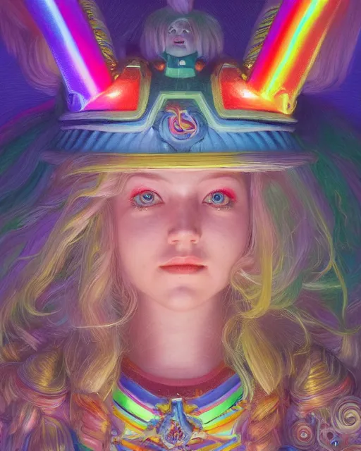 Image similar to rainbow brite portrait | highly detailed | very intricate | symmetrical | whimsical and magical | soft cinematic lighting | award - winning | closeup portrait | doll | painted by donato giancola and mandy jurgens and ross tran | pastel color palette | featured on artstation