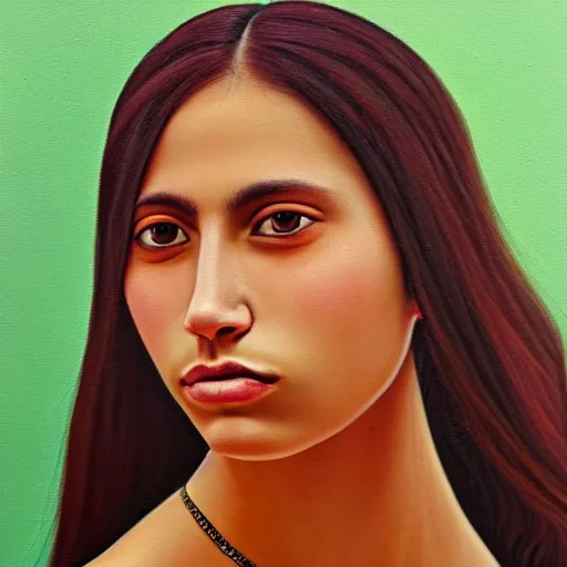Image similar to A portrait of a thin trendy and gorgeous non-binary person, saturated skin tone, Mexican, oil painting, majestic, detailed, high resolution