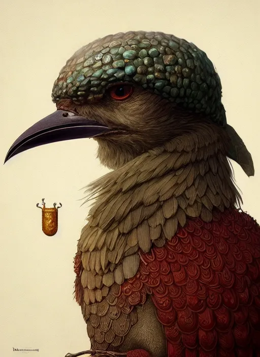 Prompt: rpg! profile! portrait of fungus bird on white background, beak, feathers, holy plague priest, intricate, highly detailed, digital painting, artstation, concept art, smooth, sharp focus, illustration, art by norman rockwell emiliano ponzi andrey remnev yoann lossel aaron jasinski, 8 k