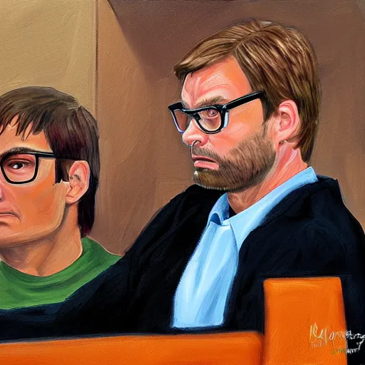 Image similar to a court judging jeffrey dahmer, oil painting, ultradetailed, digital painting, ultradetailed