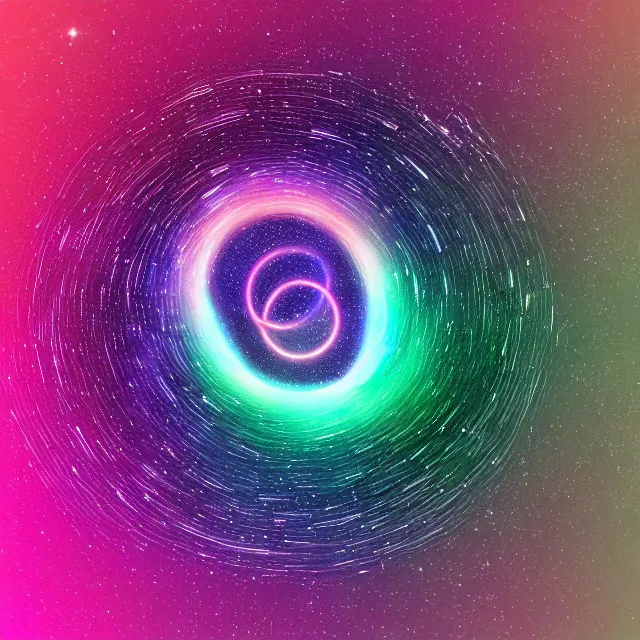 Image similar to cosmic ouroboros devouring itself onto infinity, chromatic aberration polychromatic color scheme